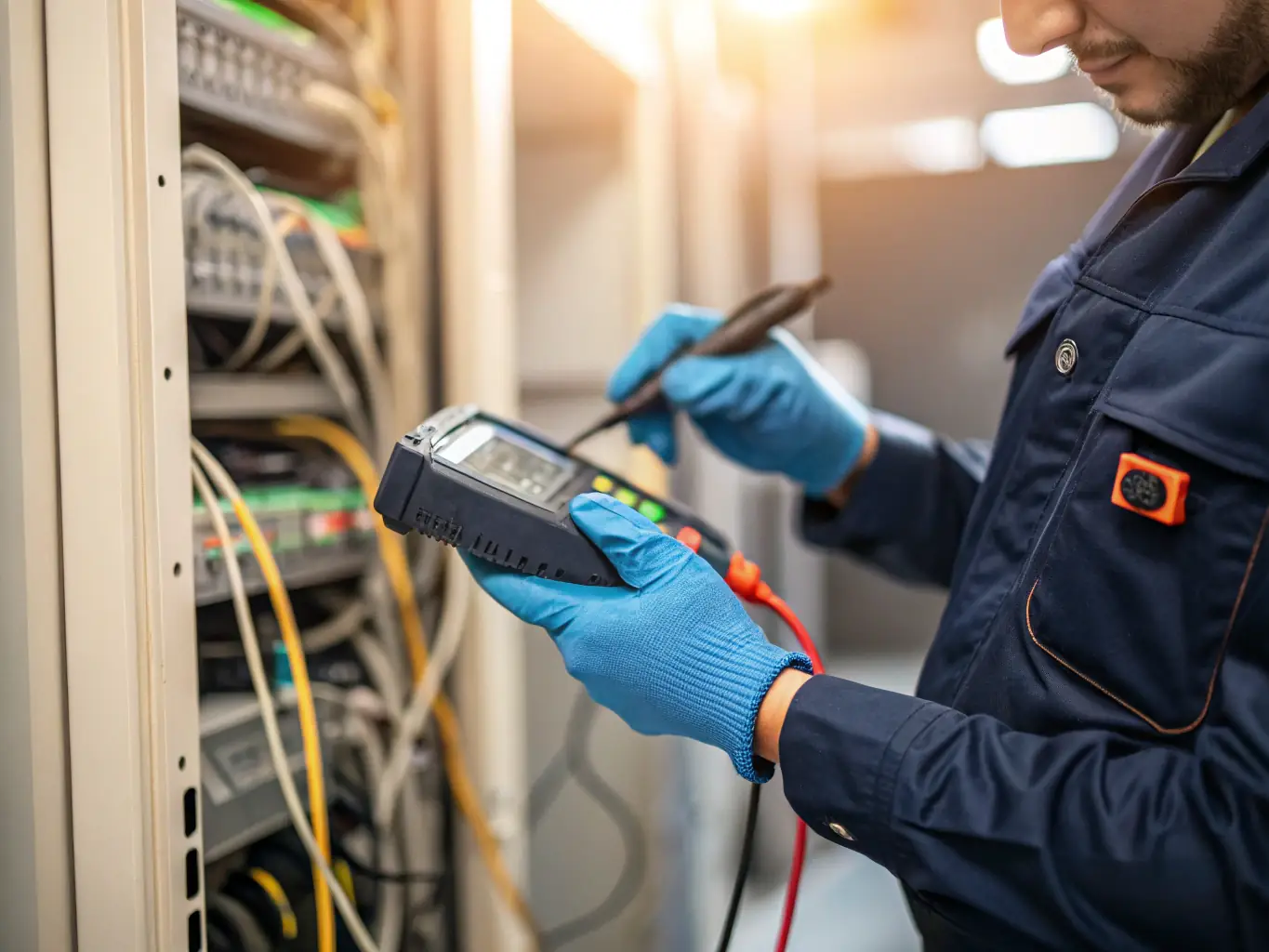 A DataTel 360 technician carefully handling end-of-life telecommunications equipment, emphasizing responsible disposal and data security.